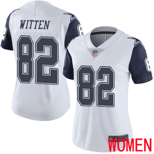 Women Dallas Cowboys Limited White Jason Witten 82 Rush Vapor Untouchable NFL Jersey